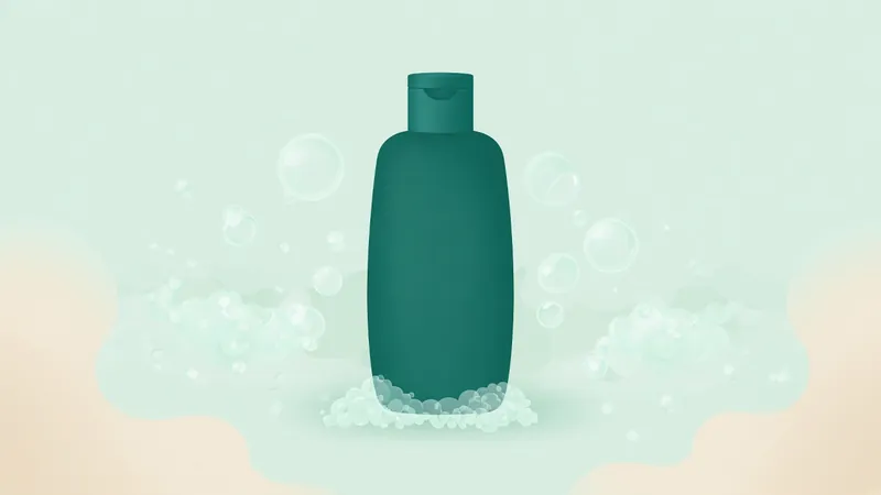 Illustration of a plain unlabeled shampoo bottle in foam