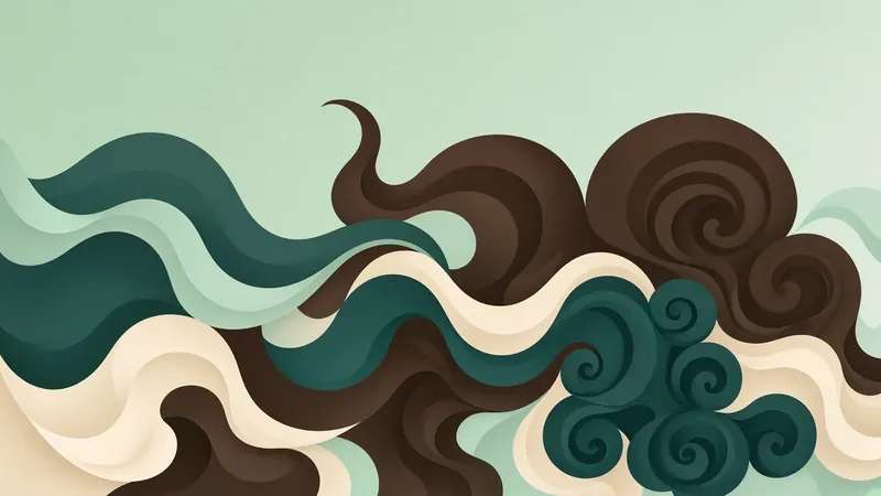 Abstract illustration of wavy, curly and coily hair shapes